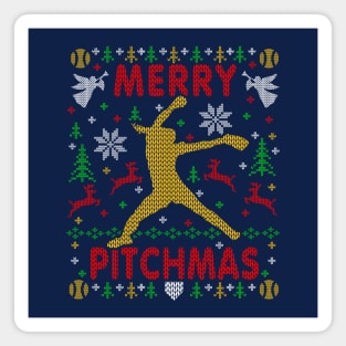 Fastpitch Pitcher Softball Ugly Christmas Sweater Party Magnet